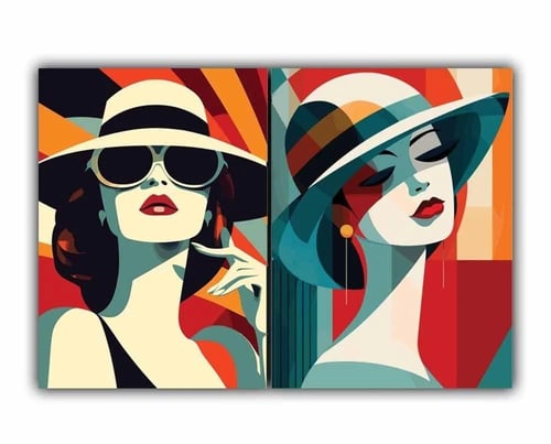 لوحة فنية كانفس ثنائية (طباعة)