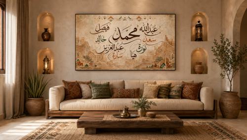 لوحة أسماء العائلة كانفس مخصصة بالطراز (النجدي)