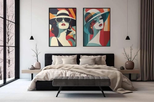 لوحة فنية كانفس ثنائية (طباعة)