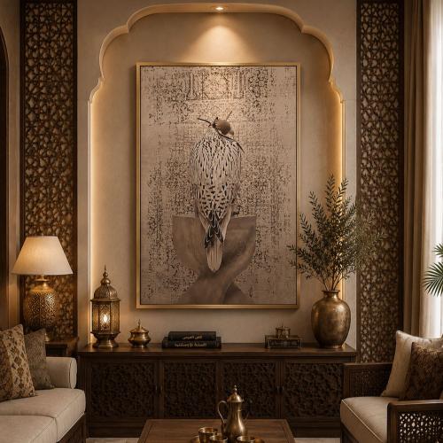 لوحة فنية للصقر "عزة وأصالة" (طباعة)
