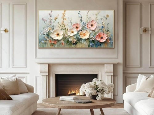 لوحة كانفس للورود فن تجريدي (طباعة)