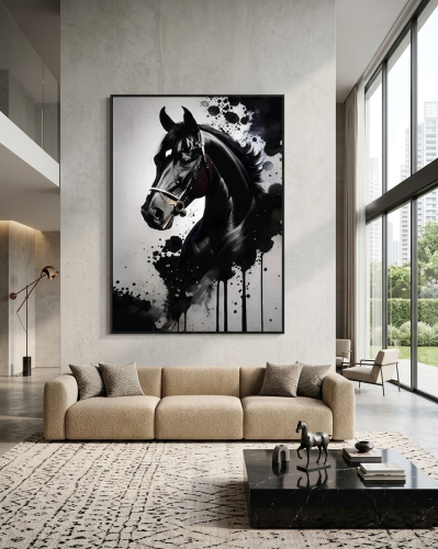 لوحات فنية للخيل "كبرياء الأدهم" (طباعة)