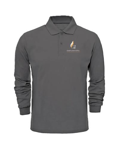 نيز تي شيرت خامة خليط بياقة بولو وأكمام طويلة