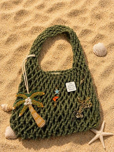 Macrame beach tote bag