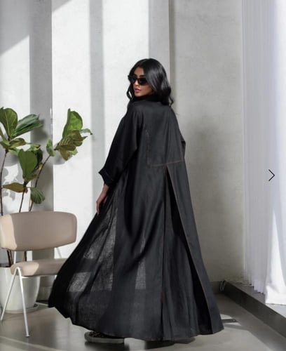 عباية لينن بليزر – Black Linen
