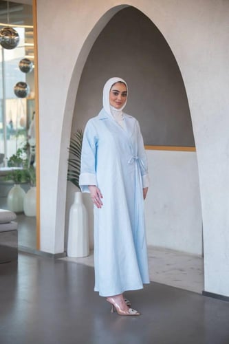 عباية لينن بربطة جانبية