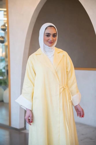 عباية لينن بربطة جانبية
