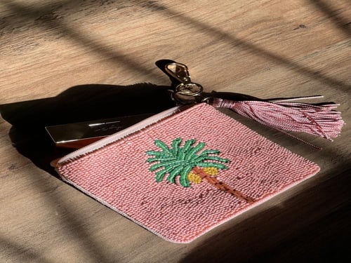 Mini Beaded Pouch- Palm Tree