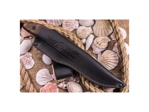 سكين فورتونا AUS-8 نصل ثابت مقبض خشب جراب جلدي
