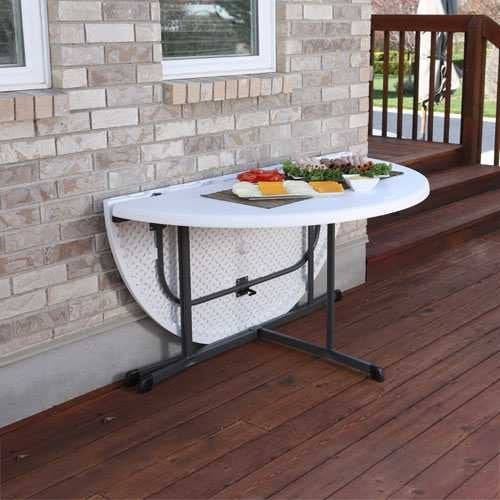 طاولة دائرية قابلة للطوي جرانيت 60 إنش أبيض لايف ت...