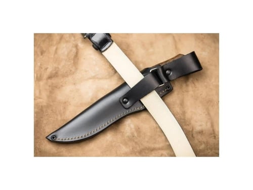 سكين كاسبيان AUS-8 نصل ثابت مقبض خشب جراب جلدي