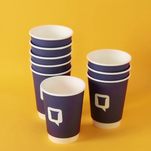 اكواب ورق قهوتي 12 اونز ابيض- بنفسجي | 12 حبة