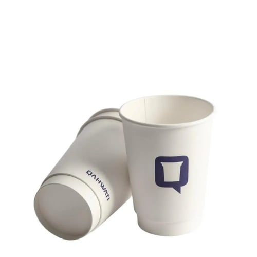 اكواب ورق قهوتي 12 اونز ابيض- بنفسجي | 12 حبة