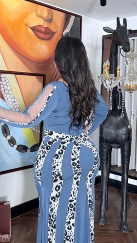 فستان مشجر تركواز