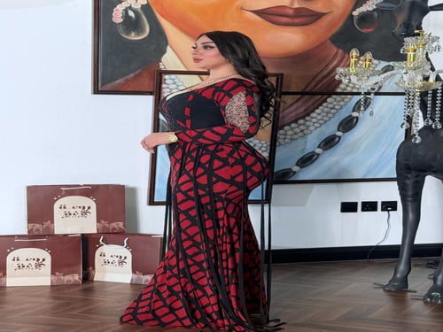 فستان مشجر احمر