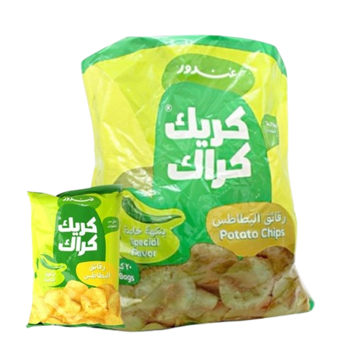 رقائق البطاطس كريك كراك من غندور 20 كيس 12جرام