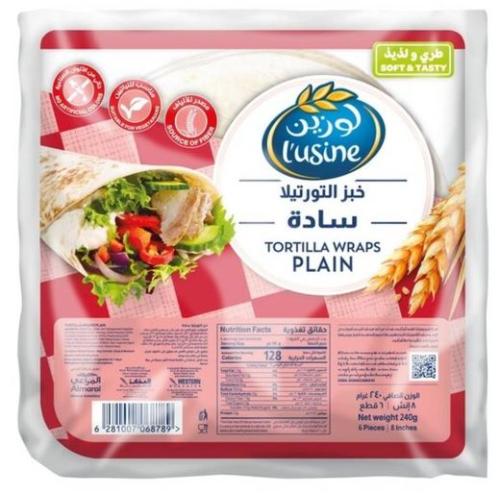 خبز تورتيلا سادة 6 حبات 240جرام-لوزين