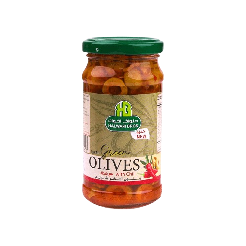 زيتون اخضر شرائح بالشطة 240 جم - حلواني