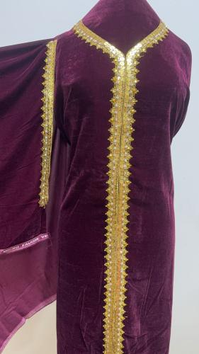 مخمل تطريز مغربي امام كامل واكمام