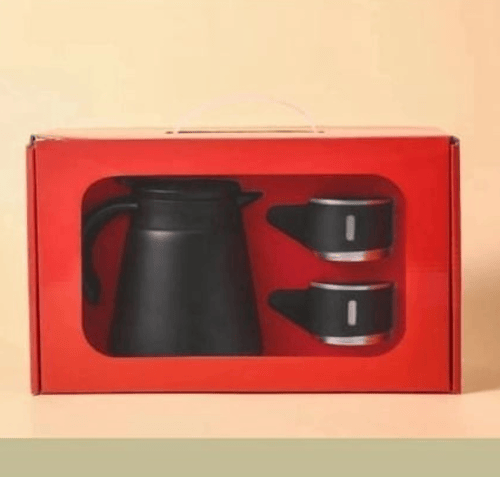 ترمس للقهوة حافظ للحرارة مزود بكوبين اضافية لون أب...