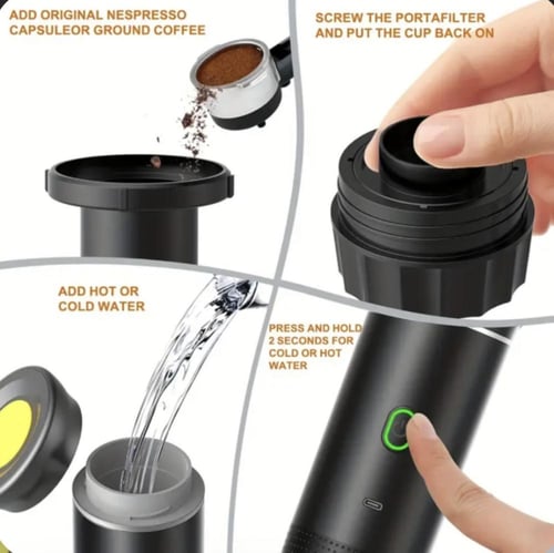 صانعة القهوة والاسبريسو المتنقلة 3 في 1 سعة 60 مل...