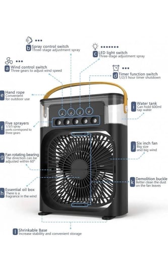 مروحة رذاذ الماء بخمس فتحات ، 3 سرعات هواء، مروحة...