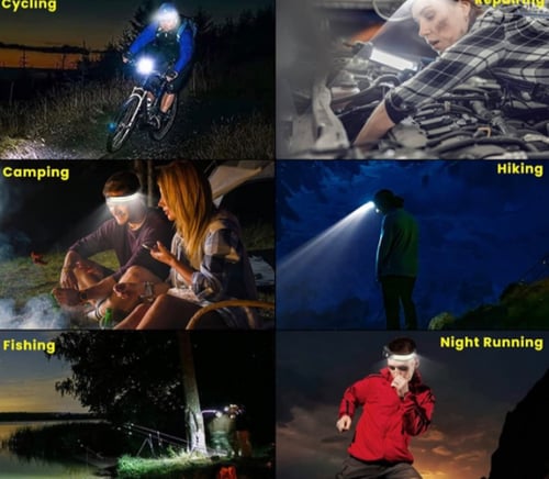 مصباح راس احترافي بتصميم شريط قابل لاعادة الشحن مع...