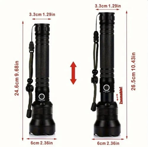 كشافp90كشاف ليد للرحلات عالي السطوع ببطاريتين شحن...