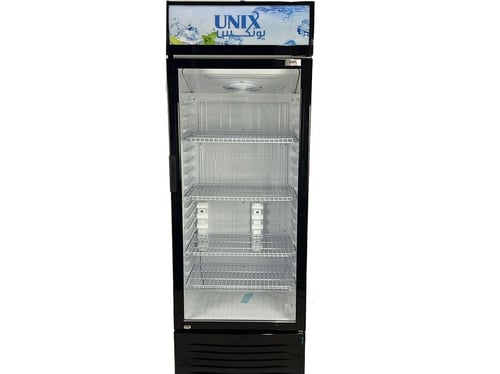 ثلاجة تبريد يونكس UNIX زجاج 12 قدم 338 لتر اسود