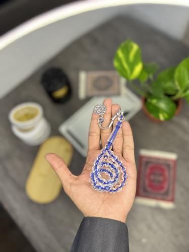 سبحة بكلايت شفافة خيط أزرق