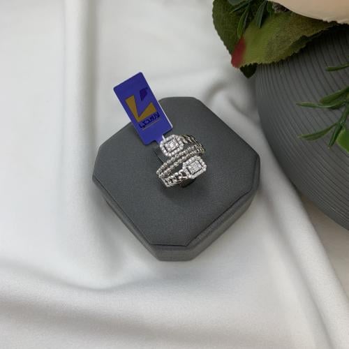 خاتم لازردي ذهب ابيض تصميم الألماس عيار 18