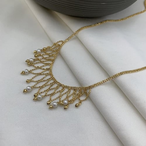 طقم إيطالي باللؤلؤ الزراعي عيار 18 الوزن 21.6