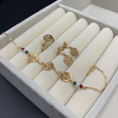 طقم ناعم بحريني بإضافة اللؤلو عيار 21 الوزن 8.4