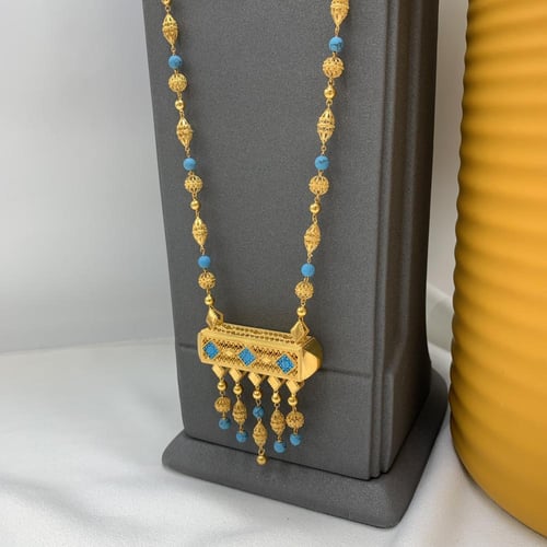 سبحه إسباني باللؤلؤ الفيروزي عيار 21 الوزن 30.0