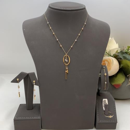 طقم إيطالي ذهب صافي مكس اللوان الذهب عيار 18 الوزن...