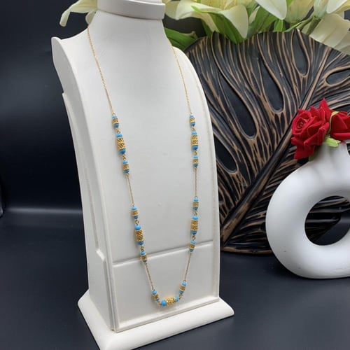 طقم بحريني باللون الفيروزي عيار 21 الوزن 18.8