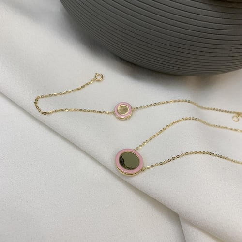 طقم إيطالي عيار 18 باللون الوردي الوزن 7