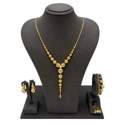 Bahraini gold set, 21 karat, weight 48.17 grams, with a luxurious graduated ball design
