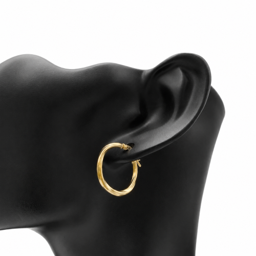 Round hoop earring, 18 karat pure gold