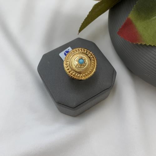 خاتم بحريني عيار 21 باللون الفيروزي