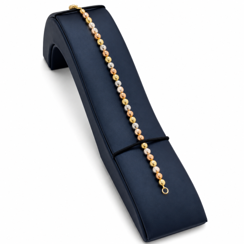 Italian gold bracelet 18 karat with three-color beads – weight 4.25 grams
