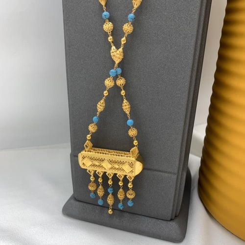 سبحه إسباني باللؤلؤ الفيروزي عيار 21 الوزن 30.0