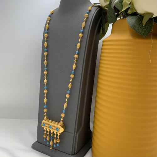 سبحه إسباني باللؤلؤ الفيروزي عيار 21 الوزن 30.0