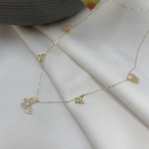 شوكر الفراشات ناعم تصميم الألماس عيار 18