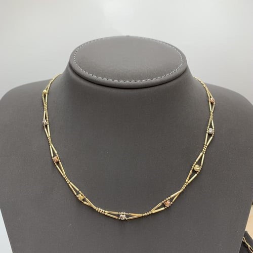 طقم إيطالي مكس اللوان الذهب عيار 18 ذهب صافي