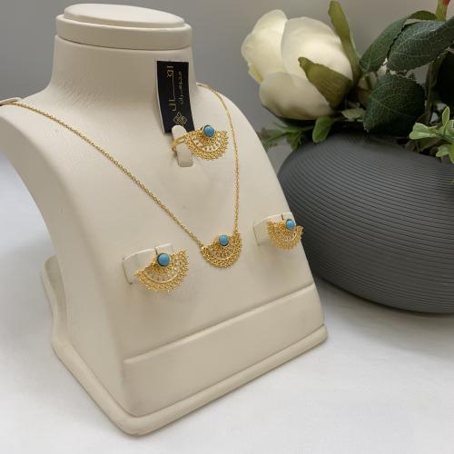 نص طقم بحريني باللون الفيروزي عيار21 الوزن 11.2