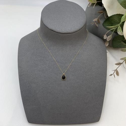 عقد ناعم الدمعه باللون الأسود عيار 18