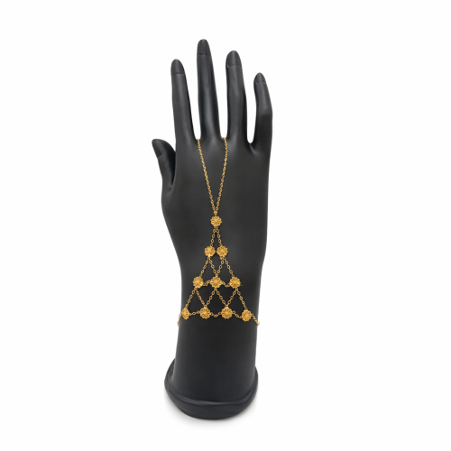 كف ذهب عيار 21 وزن 2.6 جرام بتصميم وردات متشابكة