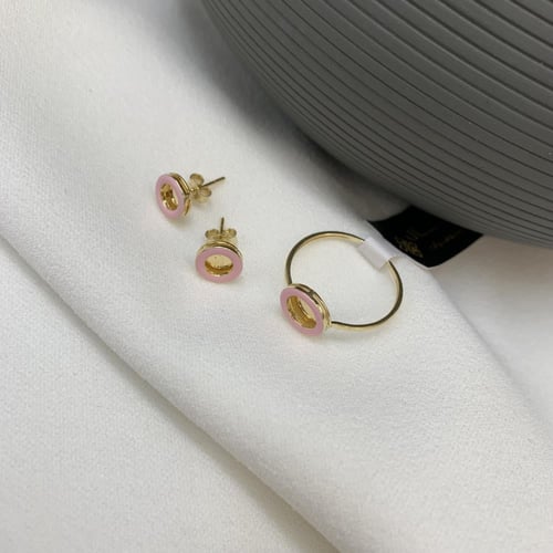 طقم إيطالي عيار 18 باللون الوردي الوزن 7