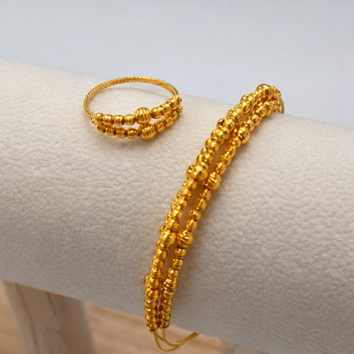 Bracelet and ring Bahraini gold 21-karat – luxurious double design weight 11.3 grams